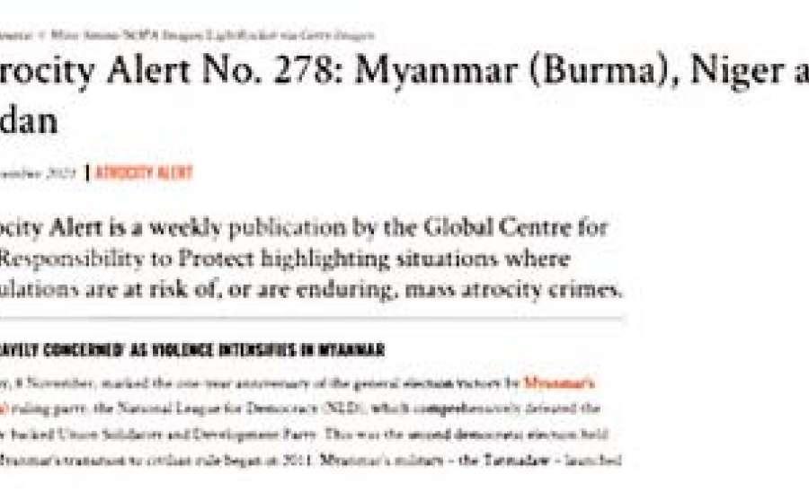 Global Centre for Responsibility to Protect အဖွဲ့ရဲ့ အပတ်စဉ်ထုတ်စာစောင်ပါ မြန်မာ့အရေး ဆောင်းပါးအပေါ် မြန်မာပြည်သူတစ်ဦး၏တုံ့ပြန်ချက်